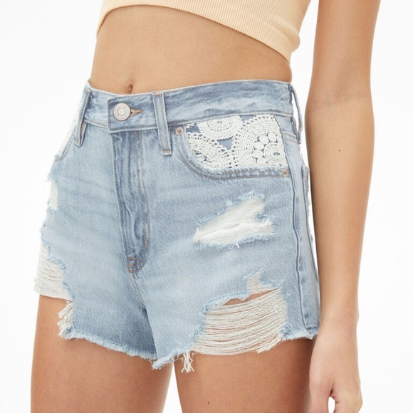 Aeropostale light blue distressed jean shorts - Picture 1 of 4